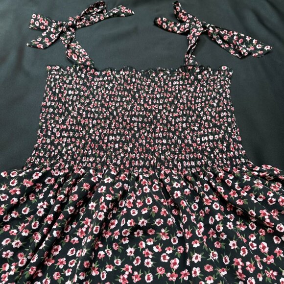 Smocked Ditsy Floral Peplum Tank Top Women XL Fairy Coquette Dainty Preppy Flowy - Picture 4 of 6